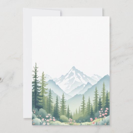 ウッドランド森林の赤ちゃんシャワーを冒険を開始 招待状 (裏面)