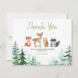 ウッドランド森林の赤ちゃんシャワー サンキューカード