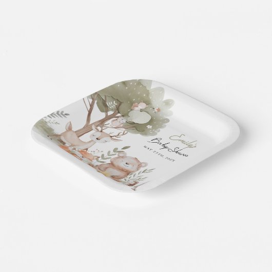 ウッドランド森林の赤ちゃんシャワー ペーパープレート (傾斜あり)