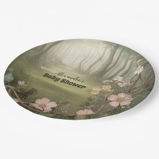 ウッドランド森林の赤ちゃんシャワー ペーパープレート (アングル)