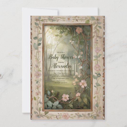 ウッドランド森林の赤ちゃんシャワー 招待状 (正面)