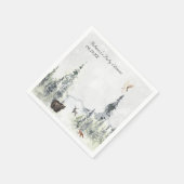 ウッドランド森林の赤ちゃんパーソナライズされたシャワー スタンダードカクテルナプキン (角)