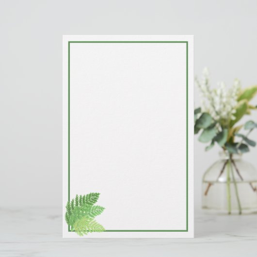 ウッドランド森林グリーンシダの森葉シダ 便箋 (スタンド正面)
