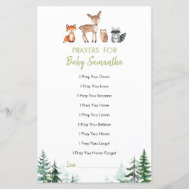 ウッドランド森林ベビーシャワー祈りの言葉ベビーゲーム