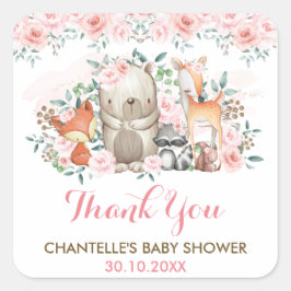 ウッドランド森林動物お願い スクエアシール