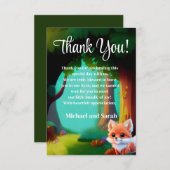 ウッドランド森林動物かわいいベビーキツネ サンキューカード (正面/裏面)