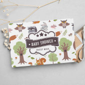ウッドランド森林動物かわいい男の子の赤ちゃんシャワー ゲストブック