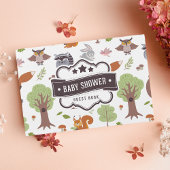 ウッドランド森林動物かわいい男の子の赤ちゃんシャワー ゲストブック