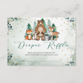 ウッドランド森林動物の冬おむつラッフル エンクロージャーカード