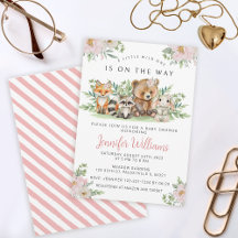 ウッドランド森林動物の女の子の赤ちゃんシャワー