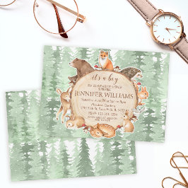 ウッドランド森林動物の少年のシャワー招待 招待状