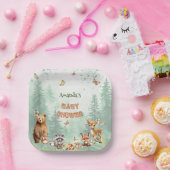 ウッドランド森林動物の植物性ベビーシャワー ペーパープレート (パーティー)