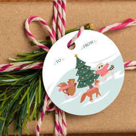 ウッドランド森林動物の氷のスケートで滑るからラベル フェイバータグ