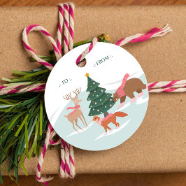 ウッドランド森林動物の氷のスケートで滑るからラベル フェイバータグ