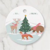 ウッドランド森林動物の氷のスケートで滑るからラベル フェイバータグ (正面)