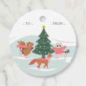 ウッドランド森林動物の氷のスケートで滑るからラベル フェイバータグ (正面)