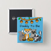 ウッドランド森林動物の赤ちゃんシャワーになるパパ 缶バッジ (正面&裏面)