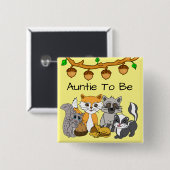 ウッドランド森林動物の赤ちゃんシャワーになる叔母 缶バッジ (正面&裏面)