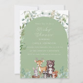 ウッドランド森林動物の赤ちゃんシャワーの招待 シーズンカード (正面)
