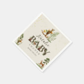 ウッドランド森林動物の赤ちゃんシャワー歓迎サイン スタンダードカクテルナプキン (角)