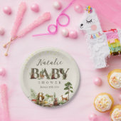 ウッドランド森林動物の赤ちゃんシャワー歓迎サイン ペーパープレート (パーティー)