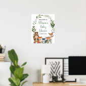 ウッドランド森林動物の赤ちゃんシャワー歓迎サイン ポスター (ホームオフィス)