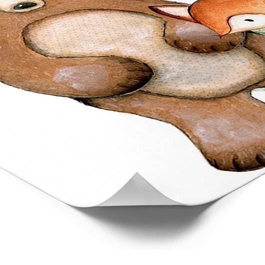 ウッドランド森林動物の赤ちゃんシャワー歓迎サイン ポスター (角)