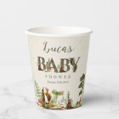 ウッドランド森林動物の赤ちゃんシャワー歓迎サイン 紙コップ (正面)