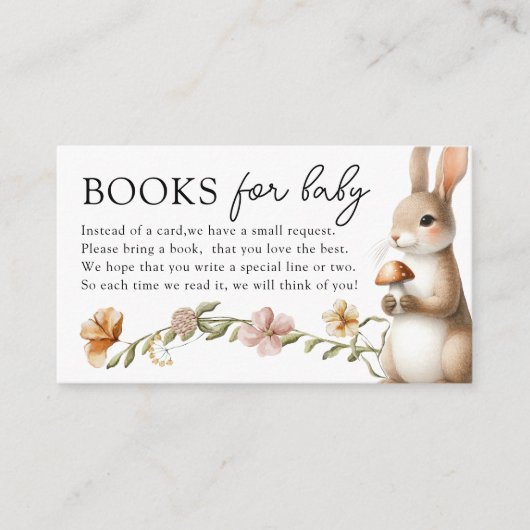 ウッドランド森林動物の赤ちゃんシャワー用の本 エンクロージャーカード (正面)