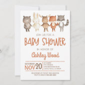 ウッドランド森林動物の赤ちゃんシャワー 招待状 (正面)
