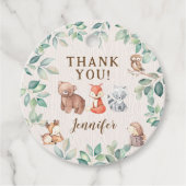 ウッドランド森林動物の赤ちゃん感謝していがシャワーラベル フェイバータグ (正面)