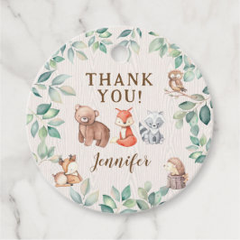 ウッドランド森林動物の赤ちゃん感謝していがシャワーラベル フェイバータグ