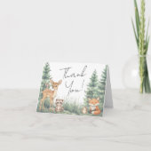 ウッドランド森林動物アドベンチャーベビーシャワー サンキューカード (正面)