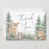 ウッドランド森林動物アドベンチャーベビーシャワー サンキューカード (正面)