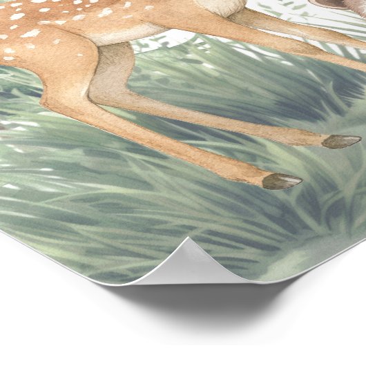 ウッドランド森林動物アドベンチャーベビーシャワー ポスター (角)