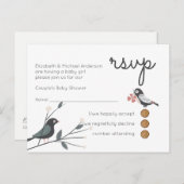 ウッドランド森林動物カップル赤ちゃんシャワー インビテーションポストカード (正面/裏面)