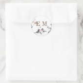 ウッドランド森林動物カップル赤ちゃんシャワー ラウンドシール (バッグ)