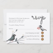 ウッドランド森林動物カップル赤ちゃんシャワー 招待状 (正面)