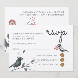 ウッドランド森林動物カップル赤ちゃんシャワー 招待状