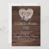 ウッドランド森林動物カップル赤ちゃんシャワー 招待状 (正面)