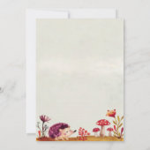 ウッドランド森林動物ハリネズミ女の子ベビーシャワー 招待状 (裏面)