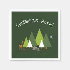 ウッドランド森林動物パーティー紙ナプキン スタンダードカクテルナプキン