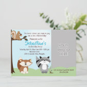 ウッドランド森林動物フォト誕生日カード 招待状 (スタンド正面)