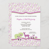 ウッドランド森林動物ベビーシャワーガール招待状 招待状 (正面/裏面)