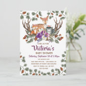 ウッドランド森林動物ベビーシャワー招待状 招待状 (スタンド正面)