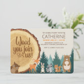 ウッドランド森林動物ベビー、ベビーシャワー 招待状 (スタンド正面)