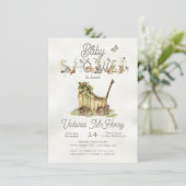 ウッドランド森林動物ボホベイビーシャワー 招待状 (スタンド正面)