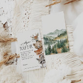 ウッドランド森林動物モダン赤ちゃんシャワー エンクロージャーカード