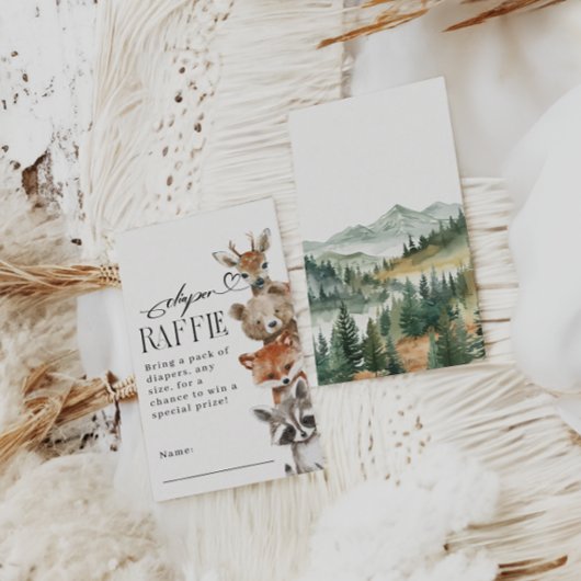 ウッドランド森林動物モダン赤ちゃんシャワー エンクロージャーカード