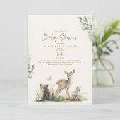 ウッドランド森林動物ユニーク赤ちゃんシャワー 招待状 (スタンド正面)